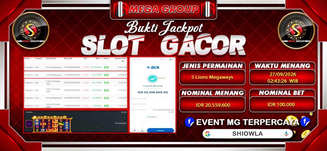 Bukti JP situs Shiowla hari Minggu, 27 September 2026