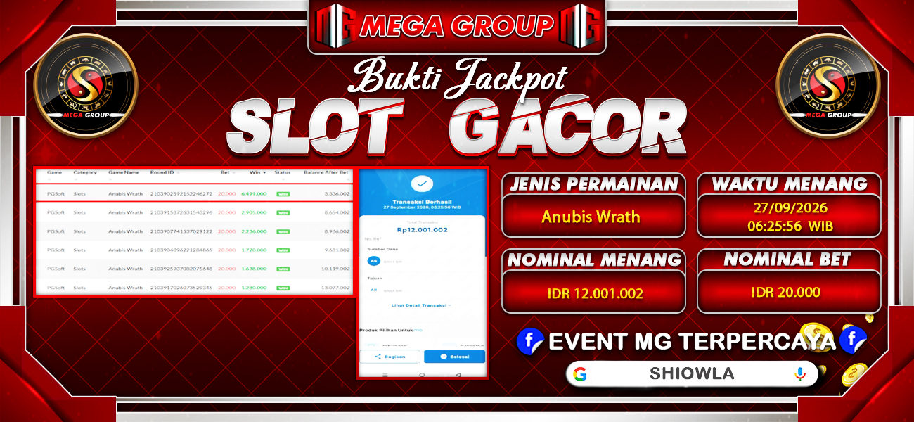 Bukti JP situs Shiowla hari Minggu, 27 September 2026