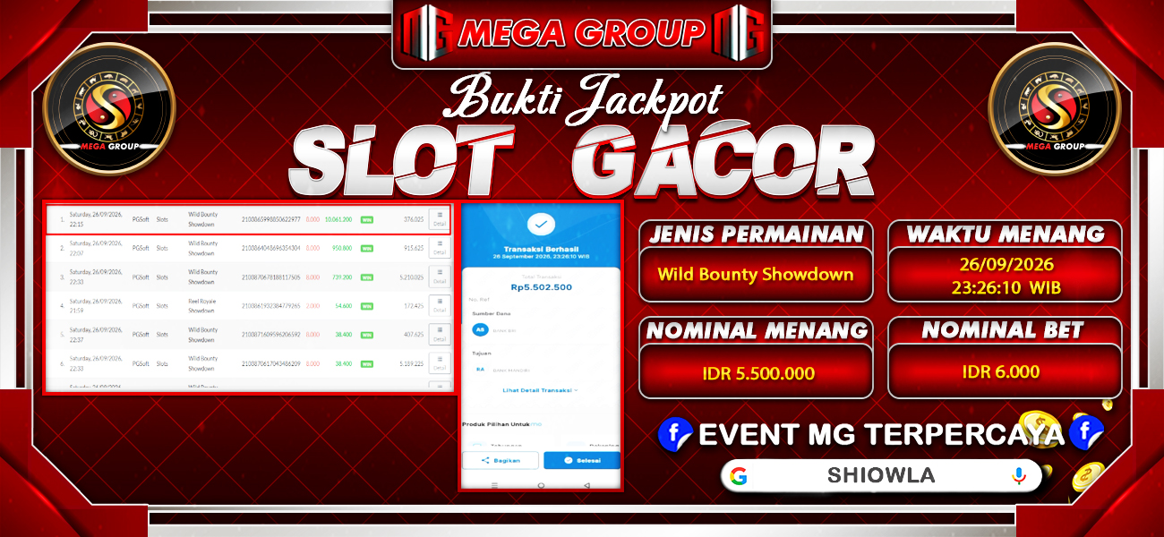Bukti JP situs Shiowla hari Sabtu, 26 September 2026
